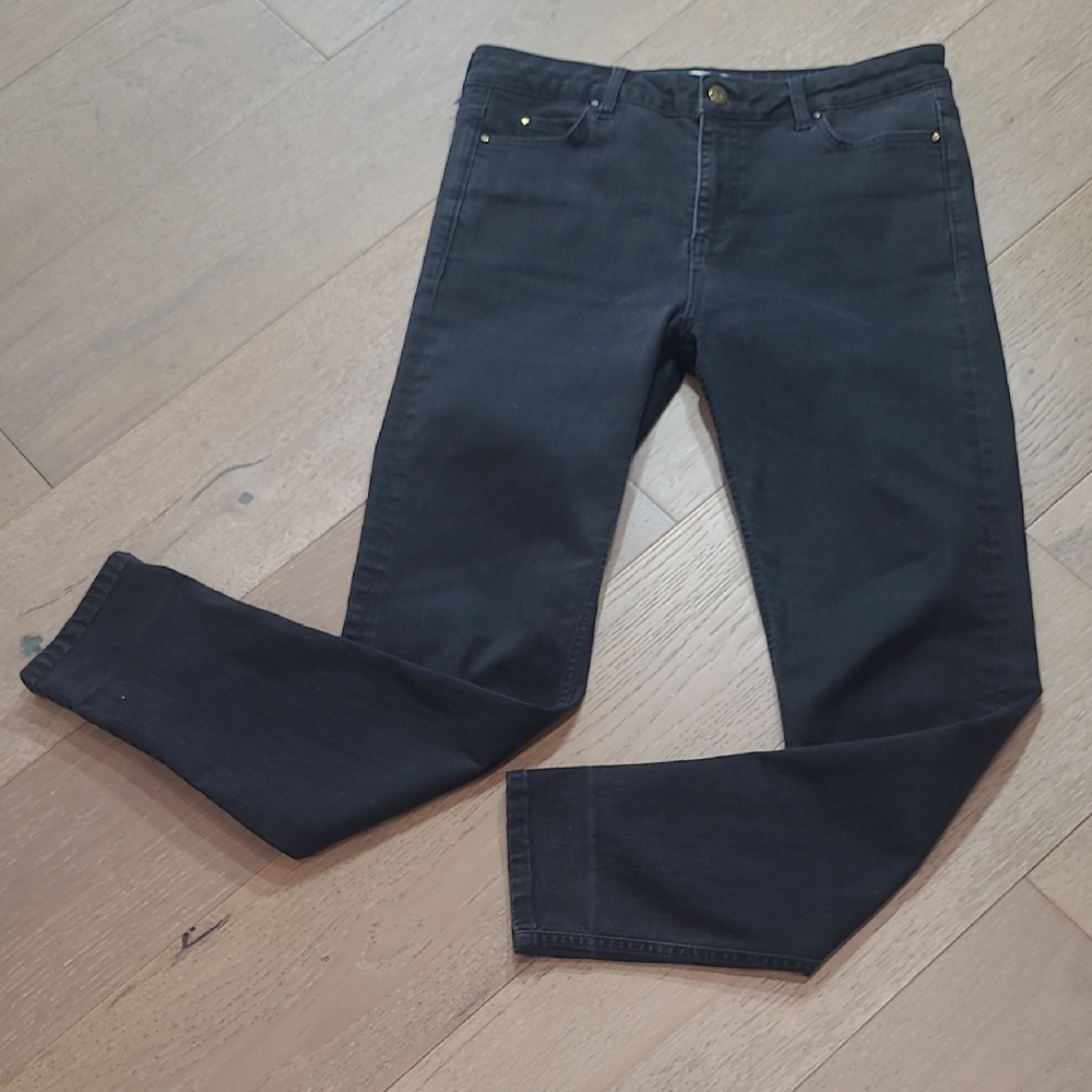 Hobbs London Jeans Women's sz 10 Black Macy Slim Leg Mid Rise Denim Jeans